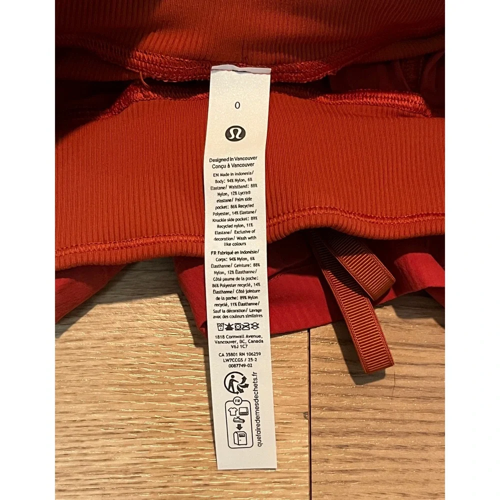 Lululemon Dance Studio‎ High Rise Short 3.5 Autumn Red Size 0 NWT LW7CCGS